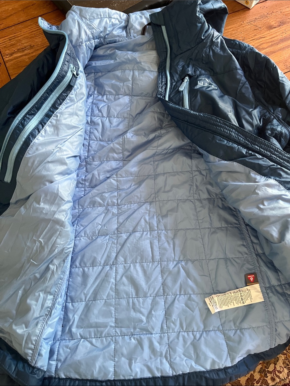 L.L. Bean Women’s Quilted Puffer Jacket - Dark Blue with Light Blue Trim - Picture 6 of 7